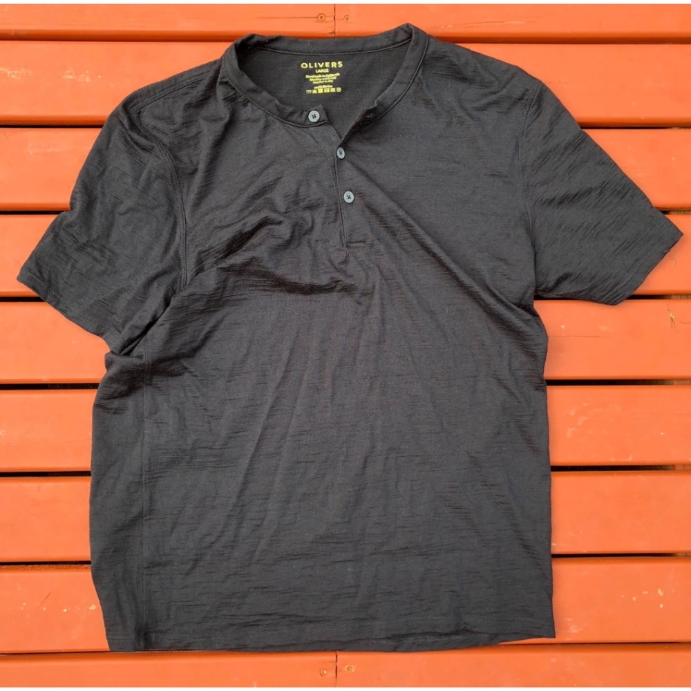 Olivers Convoy Short Sleeve Henley, Size XL, in Black